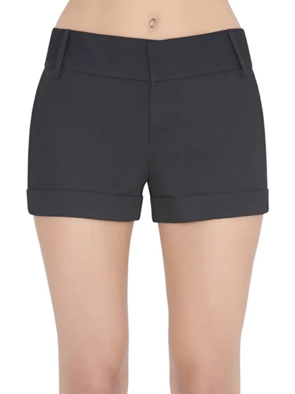 Alice + Olivia Black Tailored Cuffed Shorts Size 2 Low Rise Lined
